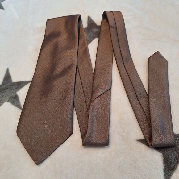 Dior Other - Christian Dior Neck Tie Brown Polyester Silk Made in USA Embroidered